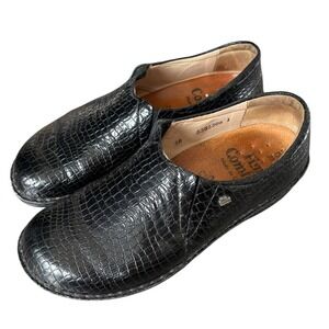 Finn Comfort Black Snakeskin Clogs Size 38 Made In‎ Germany (US 7-7.5)